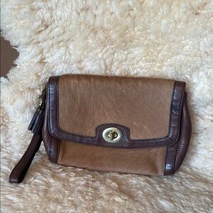 Coach Brown Leather Wristlet Clutch